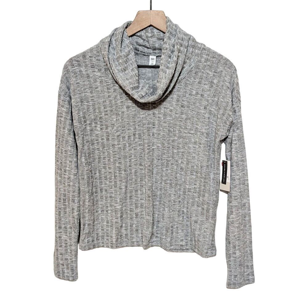 BP Sweater Womens XS Gray Cowl Neck Ribbed Knit Long Sleeve Soft Preppy NWT
